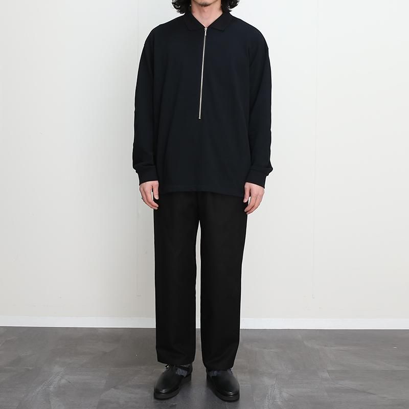 REVERBERATE リバーバレイト】ZIP LONG SLEEVE POLO BLACK REVERBERATE リバーバレイト】ZIP LONG SLEEVE POLO BLACK