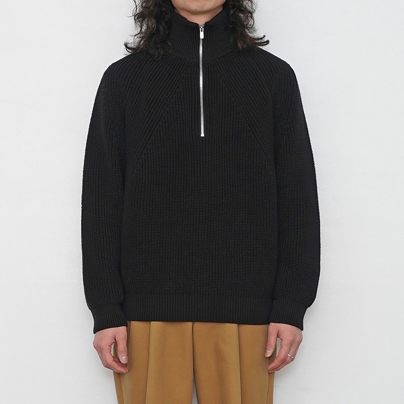 2024 S/S】【BATONERバトナーメンズ】men SIGNATURE HALF ZIP BLACK 