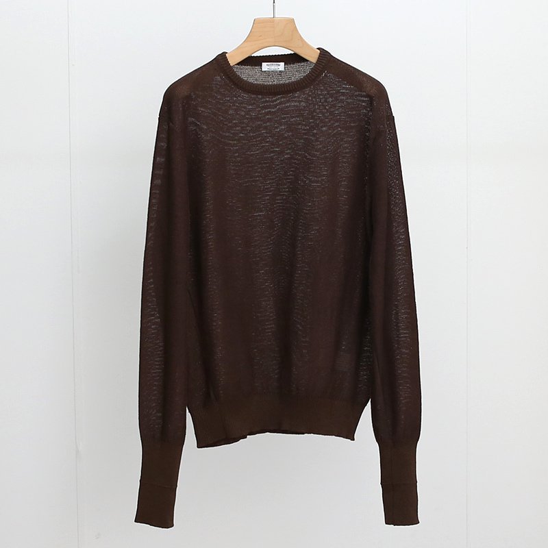 【2024 S/S】【MAATEEu0026SONS マーティーアンドサンズ】強撚LINENひょっとこ C/N SWEATER BRWN - THIRTY'  THIRTY' STORE