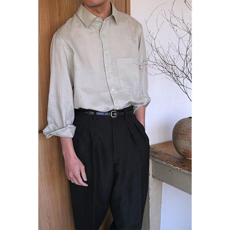 Gorsch the merry coachman】Wool Linen 2 Tack Wide Trousers Gorsch the merry coachman】Wool Linen 2 Tack Wide Trousers