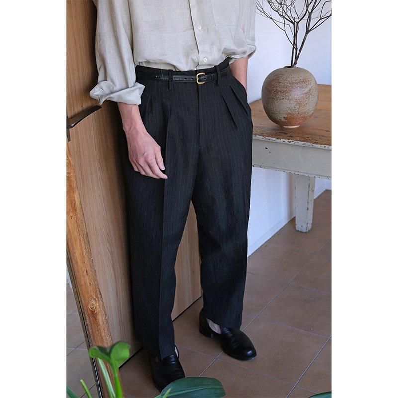 Gorsch the merry coachman】Wool Linen 2 Tack Wide Trousers Gorsch the merry coachman】Wool Linen 2 Tack Wide Trousers