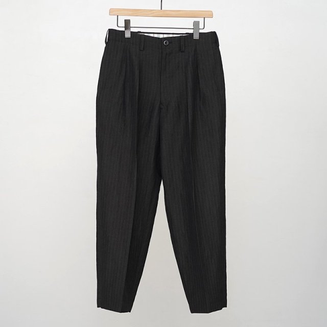 2024 S/SۡGorsch the merry coachmanWool Linen 2 Tack Wide Trousers BLACK