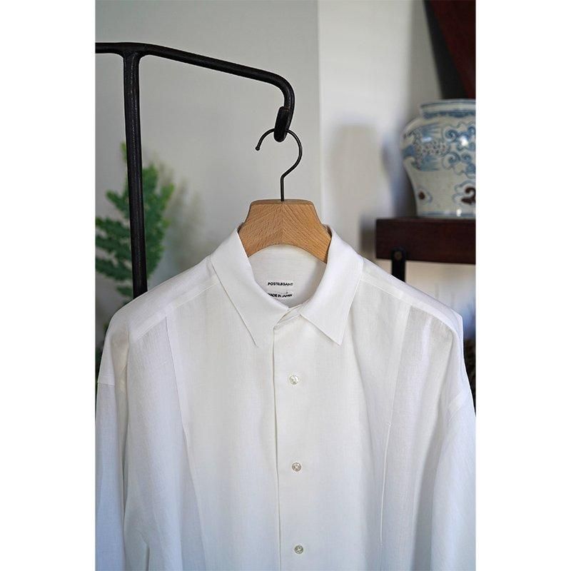 POSTELEGANT ポステレガント】LINEN CLASSIC SHIRTS WHITE - THIRTY 