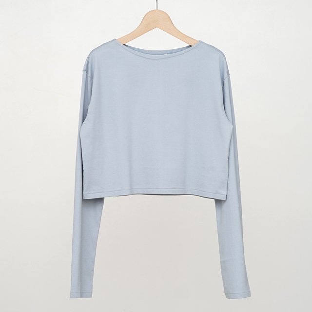 2024 S/SۡAURALEE ꡼ǥORGANIC COTTON HIGH GAUGE JERSEY BOAT NECK L/S TEE BLUE GRAY