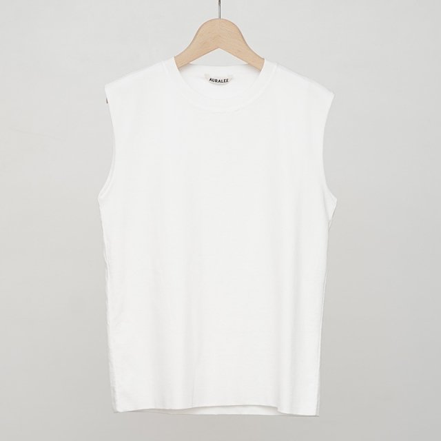 ڥ饹1ۡ2024 S/SۡAURALEE ꡼ǥORGANIC COTTON HIGH GAUGE JERSEY SLEEVELESS WHITE