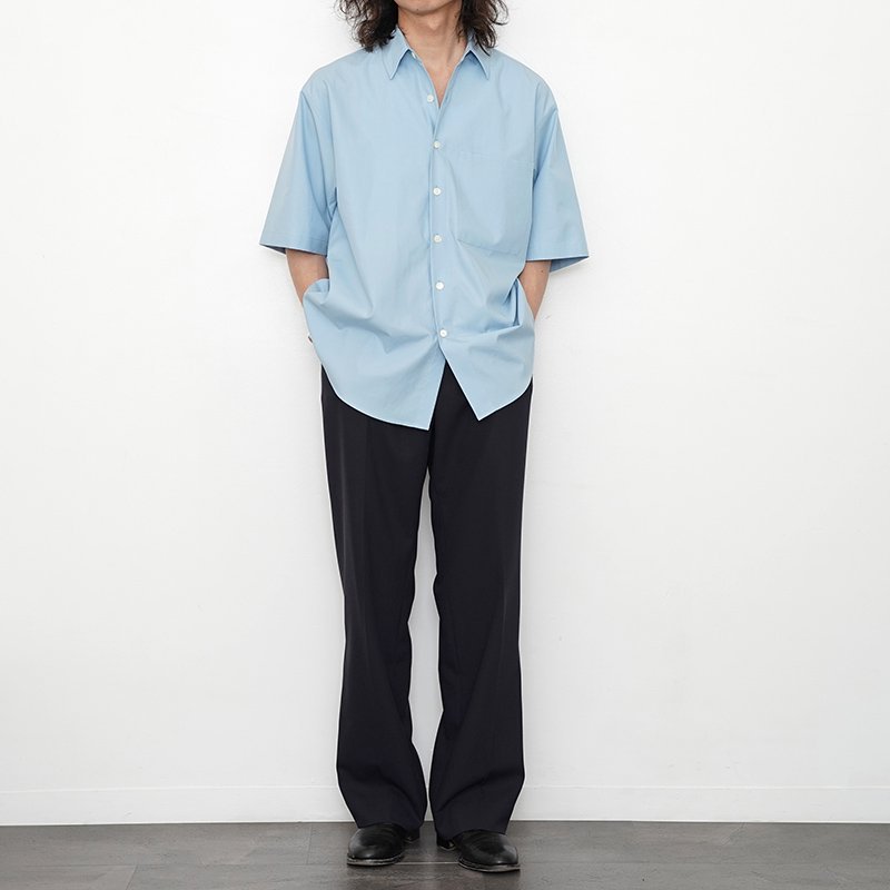 ラスト1点】【2024 S/S】【AURALEE オーラリー】WASHED FINX TWILL BIG HALF SLEEVED SHIRT SAX  BLUE - THIRTY' THIRTY' STORE