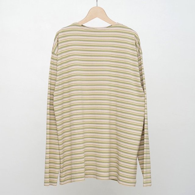 2024 S/SۡAURALEE ꡼HARD TWIST COTTON BORDER BOAT NECK L/S TEE BEIGE BORDER