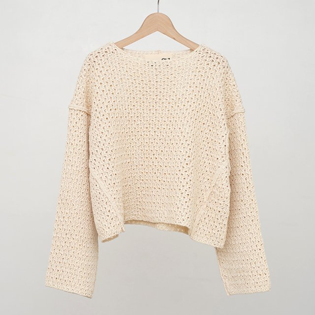 2024 S/Sۡunfil եǥdouble honeycomb mesh sweater ecru