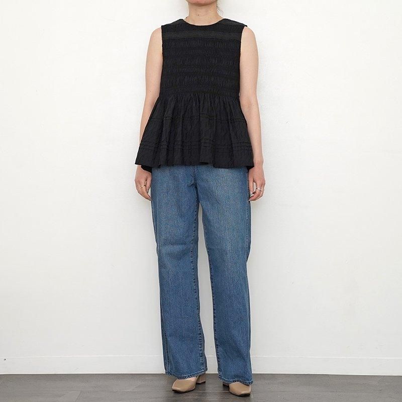 ヌキテパne Quittez pasコットンドビースリーブレスシャーリングトップ ne Quittez pas ヌキテパ】COTTON DOBBY SLEEVELESS SHIRRING