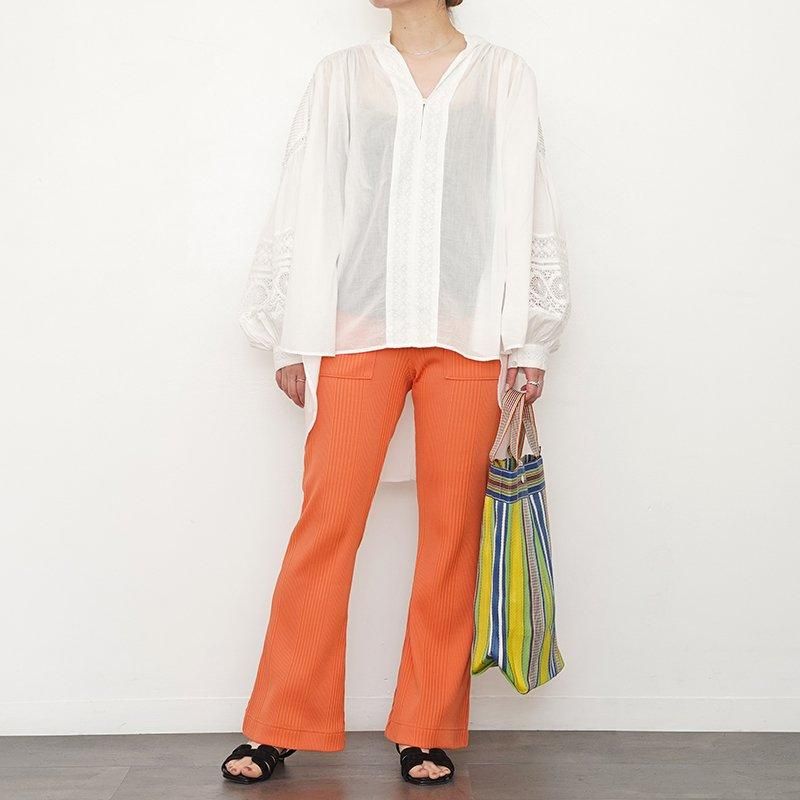 PHEENY Random rib flared pants オレンジ PHEENY/RANDOM RIB FLARED PANTS(ORANGE)