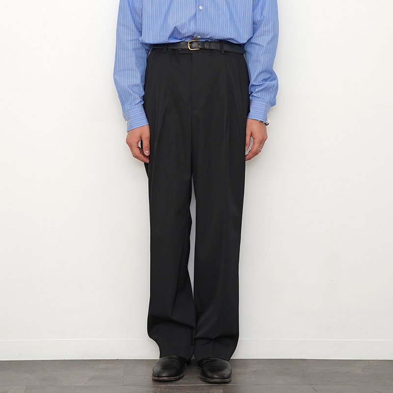 2024 A/W】【AURALEE オーラリー】LIGHT WOOL MAX GABARDINE TWO-TUCK SLACKS TOP BLACK  - THIRTY' THIRTY' STORE