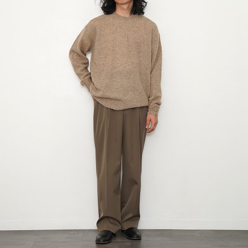 【2024 A/W】【AURALEE オーラリー】SHETLAND WOOL CASHMERE KNIT P/O TOP BEIGE -  THIRTY' THIRTY' STORE