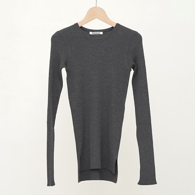 2024 A/WۡAURALEE ꡼ǥSUPER FINE WOOL HIGH GAUGE RIB KNIT P/O TOP CHARCOAL