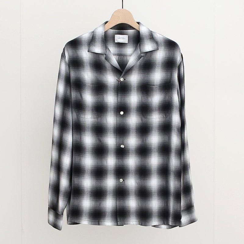 TOWN CRAFT / タウンクラフト】ombre loop collar shirt WHITE TOWN CRAFT / タウンクラフト】ombre loop collar shirt WHITE