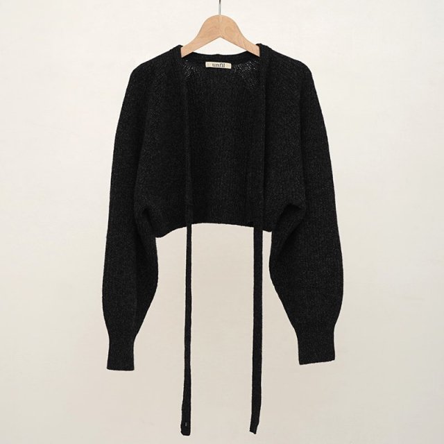 2024 A/Wۡunfil եǥsuperfine lambs & chenille ribbed-knit cropped cardigan charcoal