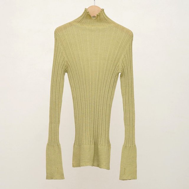 2024 A/Wۡunfil եǥroyal baby alpaca random ribbed-knit high-neck sweater light green