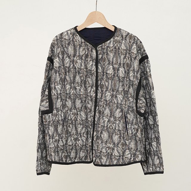 2024 A/Wۡne Quittez pas ̥ƥѡCTN LUREX TULIP PRINT QUILTING BLOUSON CHARCOAL