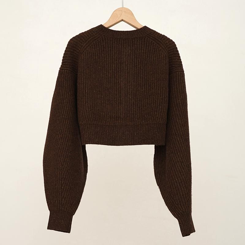 INSCRIRE アンスクリア】Cropped Cardigan BROWN - THIRTY