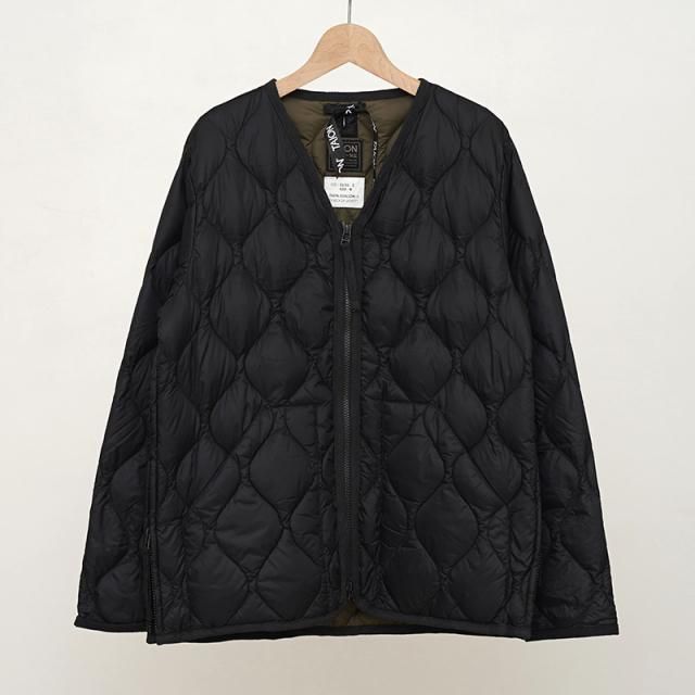 TAION MILITARY V NECK W-ZIP DOWN JKT BLACK