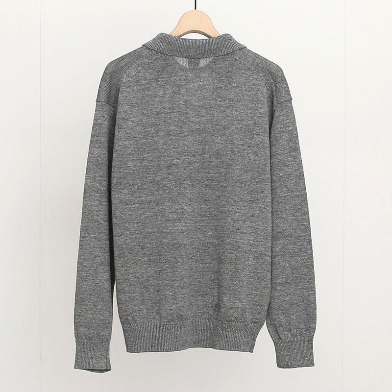 BATONERバトナーメンズ】WASHED HIGH COUNT LINEN POLO GRAY