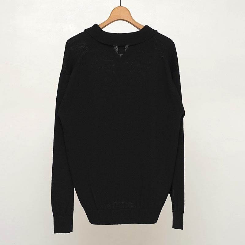 BATONERバトナーメンズ】SILK POLO SKIPPER BLACK - THIRTY