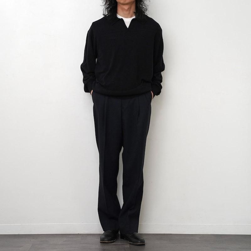 2025 S/S】【BATONERバトナーメンズ】SILK POLO SKIPPER BLACK