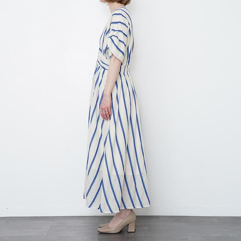 ne Quittez pas ヌキテパ】COTTON VOILE STRIPE WAIST GATHER