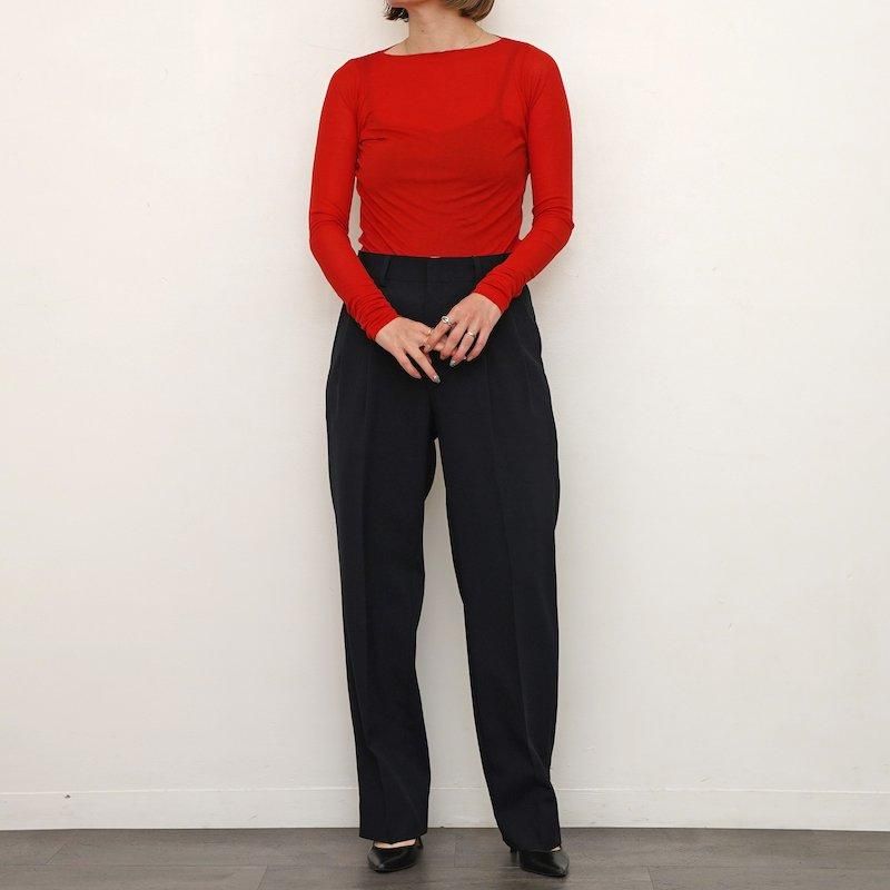 SUPER HIGH GAUGE SHEER RIB BOAT NECK L/S TEE - AURALEE