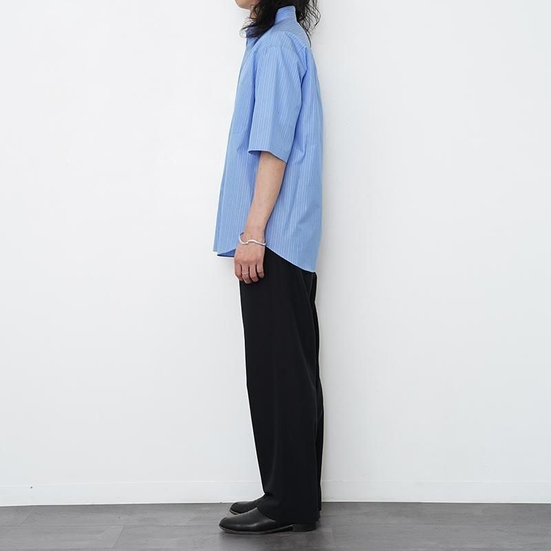 AURALEE】SUVIN HIGH COUNT CLOTH STRIPE HALF SLEEVED SHIRT