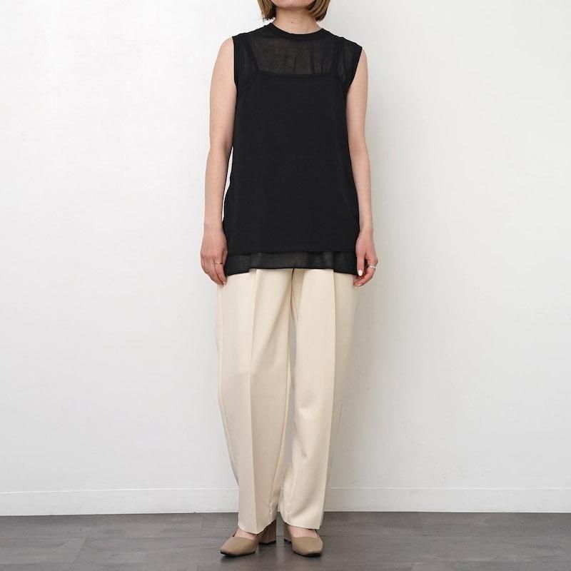 PHEENY / フィーニー　キャミソール BLACK Cotton shirring camisole -コットンシャーリングキャミソール