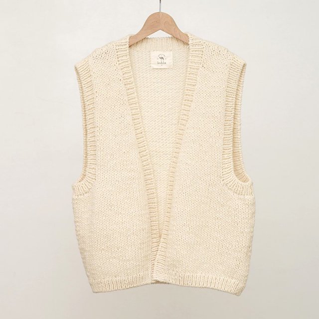 bukht ֥եȡPeruvian Hand-knit Buttonless Vest WHITE