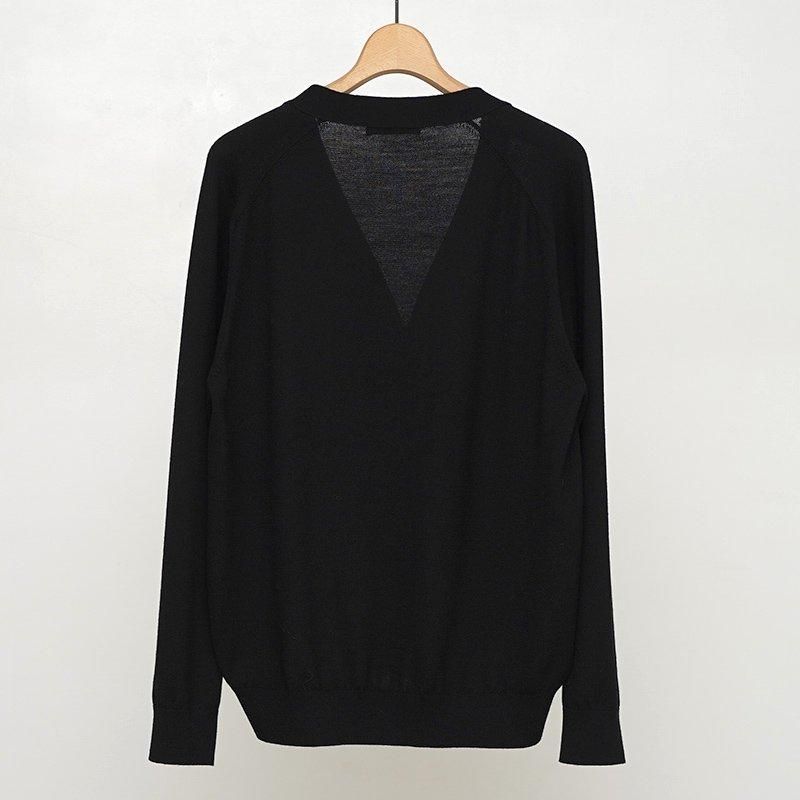 UMEDA ウメダ】12GG WOOL V-NECK CARDIGAN BLACK - THIRTY' THIRTY' STORE