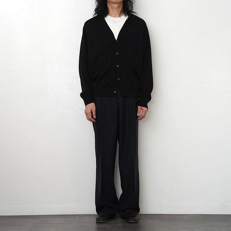 UMEDA ウメダ】12GG WOOL V-NECK CARDIGAN BLACK - THIRTY' THIRTY' STORE