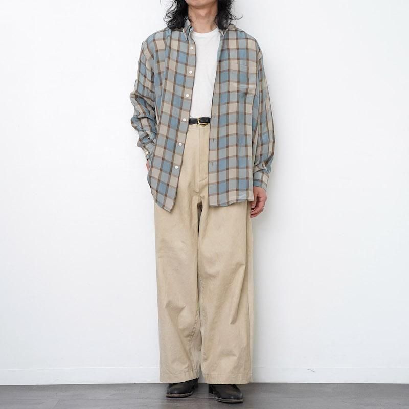 I am dork / HIDDEN BUTTON SHIRT コーラルチェック I am dork / HIDDEN BUTTON SHIRT コーラルチェック