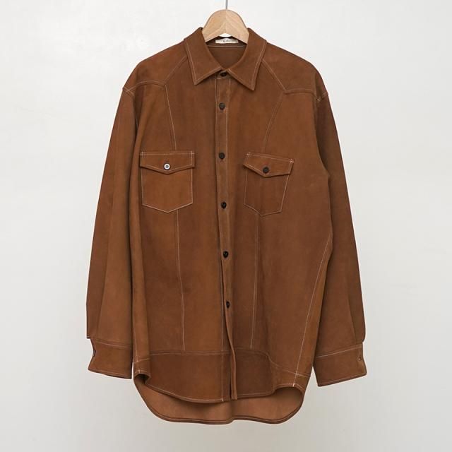 2025 S/Sۡcale LIGHT SHEEP SUEDE WESTERN SHIRT BROWN