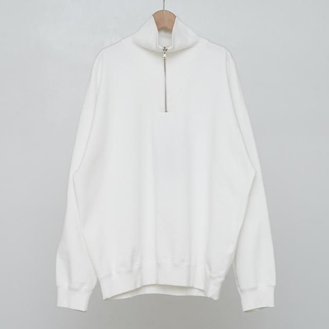 2025 S/SۡY 磻ORGANIC COTTON BLEND HEAVY WEIGHT FLEECE HALF ZIP WHITE