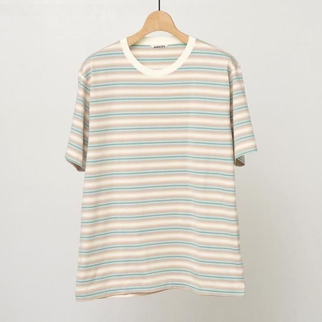 7/26()19:00䳫ϡۡ2025 A/WۡAURALEE ꡼GRADIENT STRIPE JERSEY TEE BLUE STRIPE