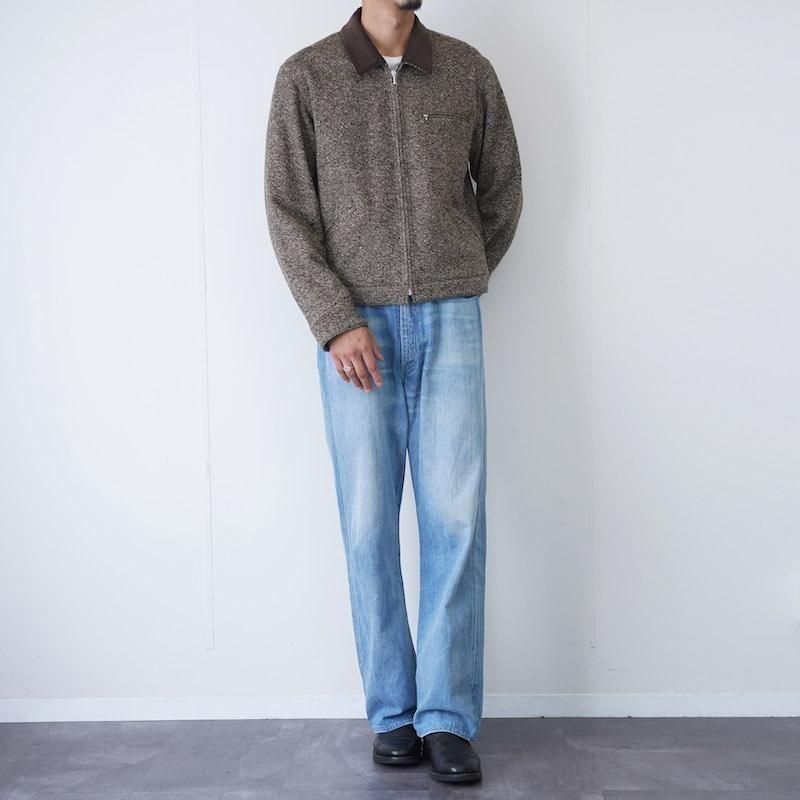ジャケット・アウター AURALEE SPUN TWEED ZIP BLOUSON BROWN Auralee Homespun Tweed Zip Blouson Brown