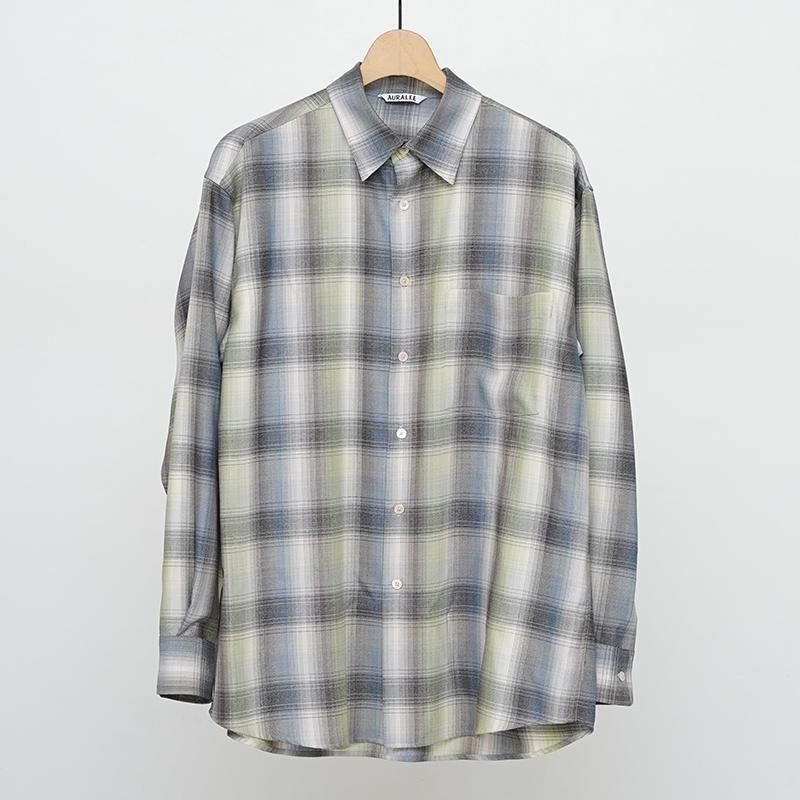 2025 A/W】【AURALEE オーラリー】SUPER LIGHT WOOL CHECK SHIRT BLUE