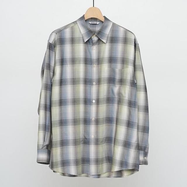 9/13()19:00䳫ϡۡ2025 A/WۡAURALEE ꡼SUPER LIGHT WOOL CHECK SHIRT BLUE GREEN