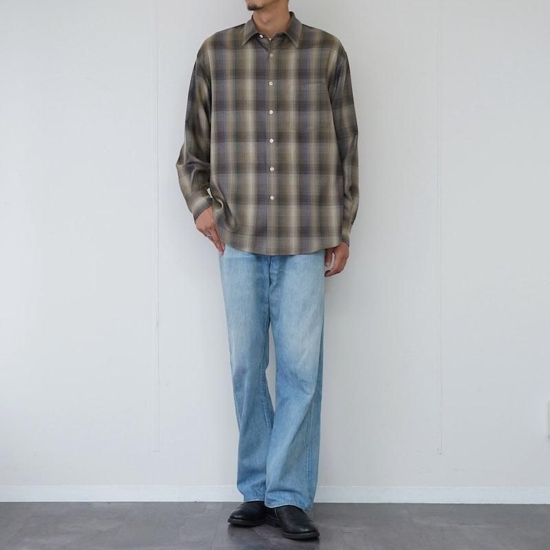 2025 A/W】【AURALEE オーラリー】SUPER LIGHT WOOL CHECK SHIRT BROWN