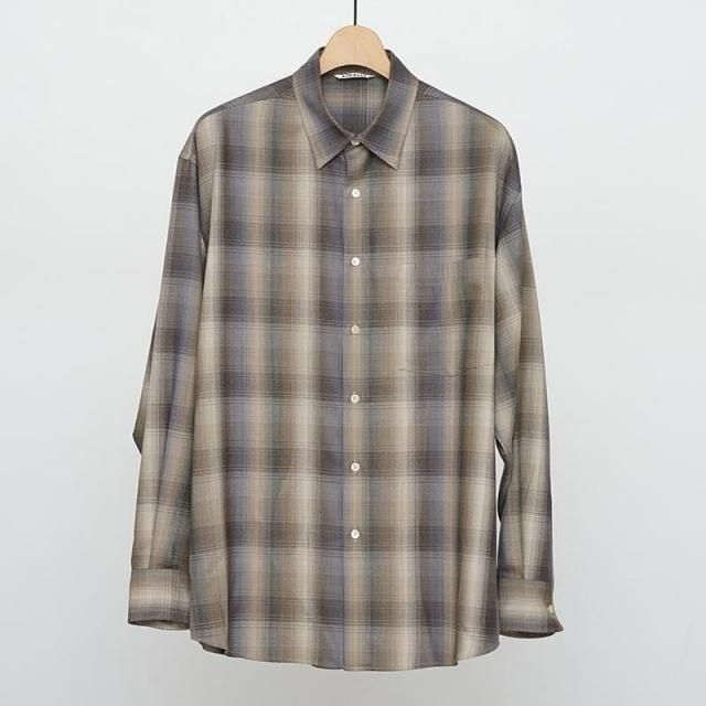 9/23()߸ɲáۡ2025 A/WۡAURALEE ꡼SUPER LIGHT WOOL CHECK SHIRT BROWN BLUE CHECK
