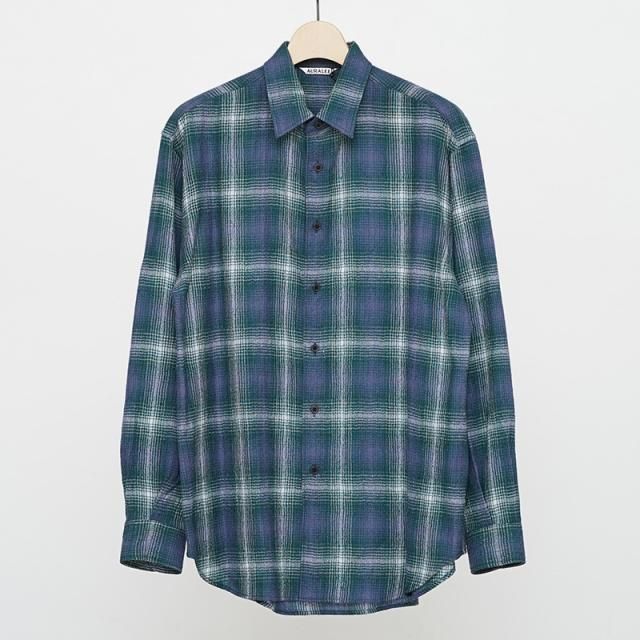 9/27()19:00䳫ϡۡ2025 A/WۡAURALEE ꡼AIRY WOOL CHECK SHIRT FOREST GREEN / NAVY