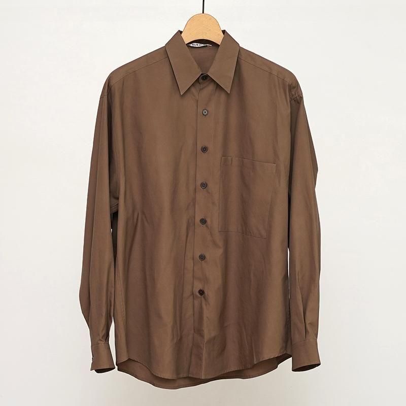 2025 A/W】【AURALEE オーラリー】WASHED FINX TWILL BIG SHIRT BROWN