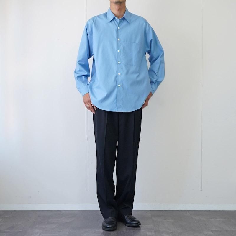 美品　オーラリー　WASHED FINX TWILL SHIRTS　ブルー Washed Finx Twill Shirt(3(MEN) Blue/ブルー): AURALEE