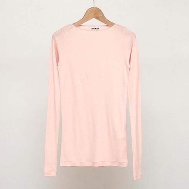 7/26()19:00䳫ϡۡ2025 A/WۡAURALEE ꡼ǥSUPER HIGH GAUGE SHEER RIB BOAT NECK L/S TEE PINK
