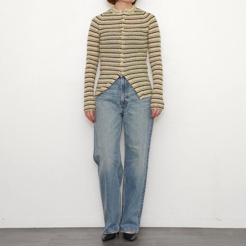 2025 A/WۡAURALEE ꡼SHETLAND WOOL CASHMERE RIB KNIT CREW-NECK CARDIGAN BEIGE
