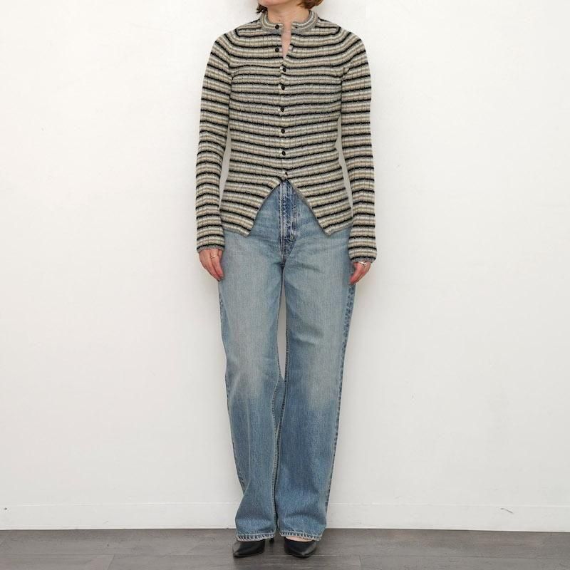 2025 A/WۡAURALEE ꡼SHETLAND WOOL CASHMERE RIB KNIT CREW-NECK CARDIGAN GRAY