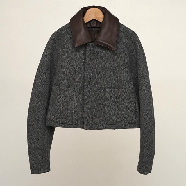 9/6()19:00䳫ϡۡ2025 A/WۡAURALEE ꡼ǥSHETLAND WOOL DOUBLE CLOTH BLOUSON GRAY HERRING BONE