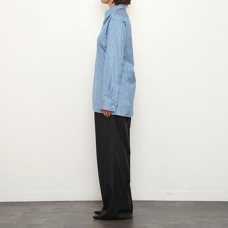 AURALLEE LIGHT BLUE STRIPEシャツ Auralee Suvin High Count Cloth Stripe Shirt Blue Stripe